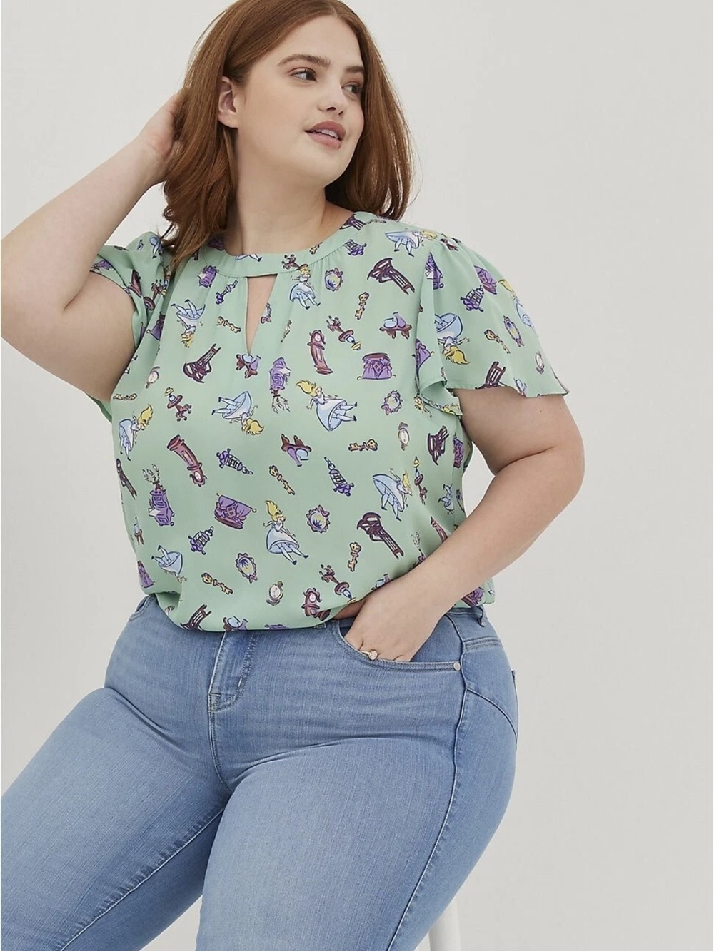 Torrid Disney Alice in Wonderland Shirt Size 4 Women’s Keyhole Blouse